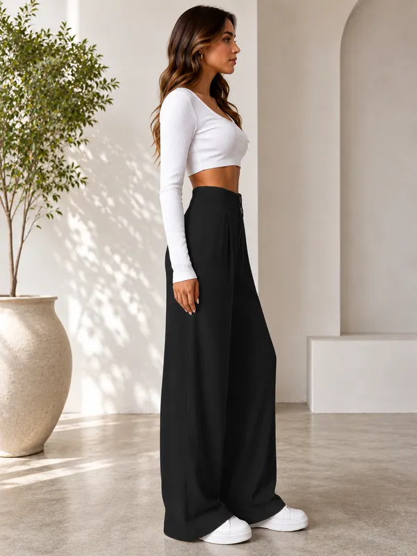 Black_Polyester_Premium_Pants_For_Women