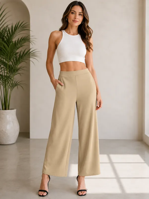 Beige_Premium_Palazzo_Pants/Trouser_For_Women