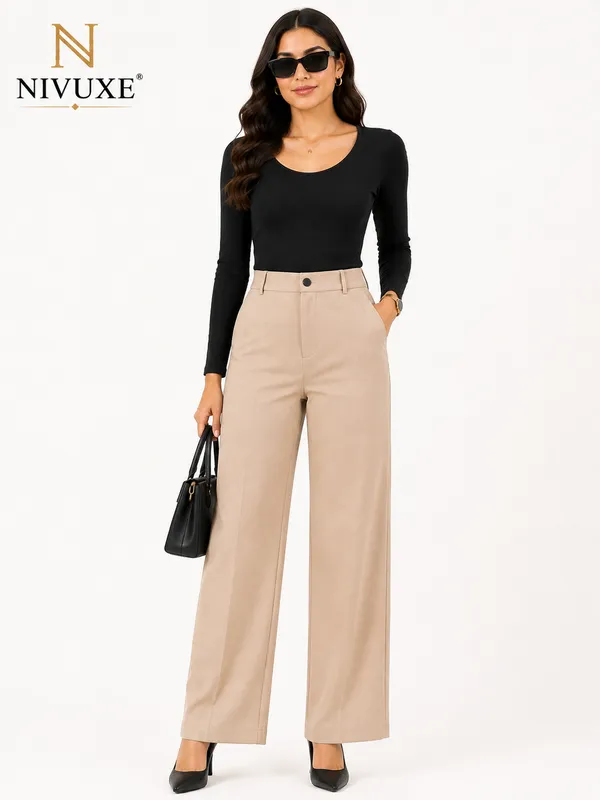 Cream_Polyester_Premium_Trouser_&_Pant_For_Women