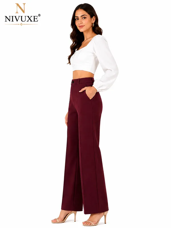 Burgundy_Polyester_Premium_Trouser_&_Pant_For_Women