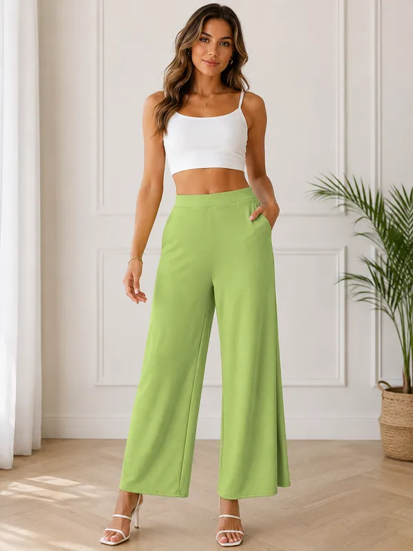 Green_Parrot_Polyester_Premium_Palazzo_Pants/Trouser_For_Women