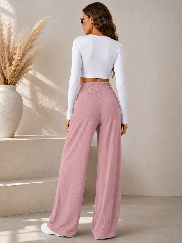 Pink_Polyester_Premium_Pants_For_Women