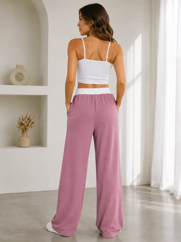 White_Polyester_Premium_Drawstring_Pants_For_Women
