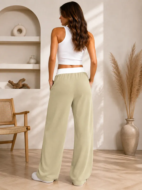 Cream_Polyester_Premium_Drawstring_Pants_For_Women