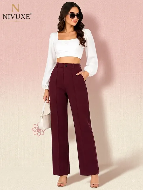 Burgundy_Polyester_Premium_Trouser_&_Pant_For_Women
