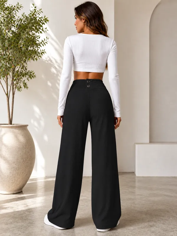 Black_Polyester_Premium_Pants_For_Women