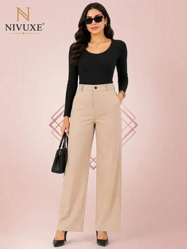 Cream_Polyester_Premium_Trouser_&_Pant_For_Women