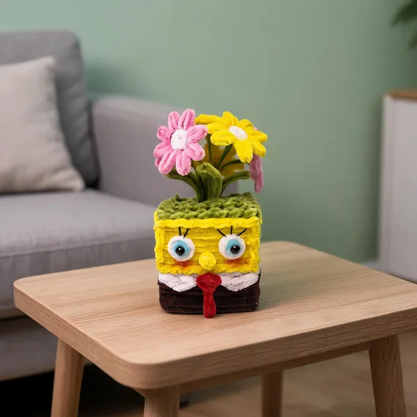 Multicolour_Sheep_Wool_Thread_Plush_Flower_Pot_For_Home_&_Room_Decor