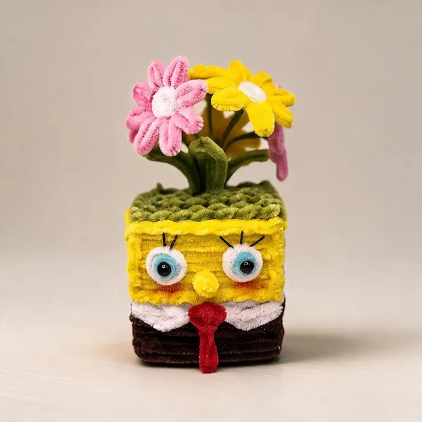 Multicolour_Sheep_Wool_Thread_Plush_Flower_Pot_For_Home_&_Room_Decor
