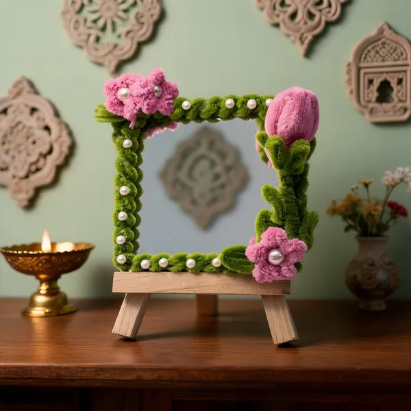 Multicolour_Sheep_Wool_Thread_Tabletop_Mirror_For_Home_&_Table_Decor