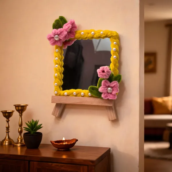 Multicolour_Sheep_Wool_Thread_Tabletop_Mirror_For_Home_&_Table_Decor