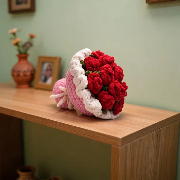 Multicolour_Sheep_Wool_Thread_Floral_Arrangement_For_Home_&_Table_Decor
