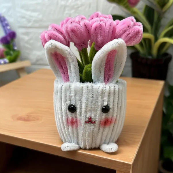 Multicolour_Sheep_Wool_Thread_Plush_Flower_Pot_For_Home_&_Room_Decor