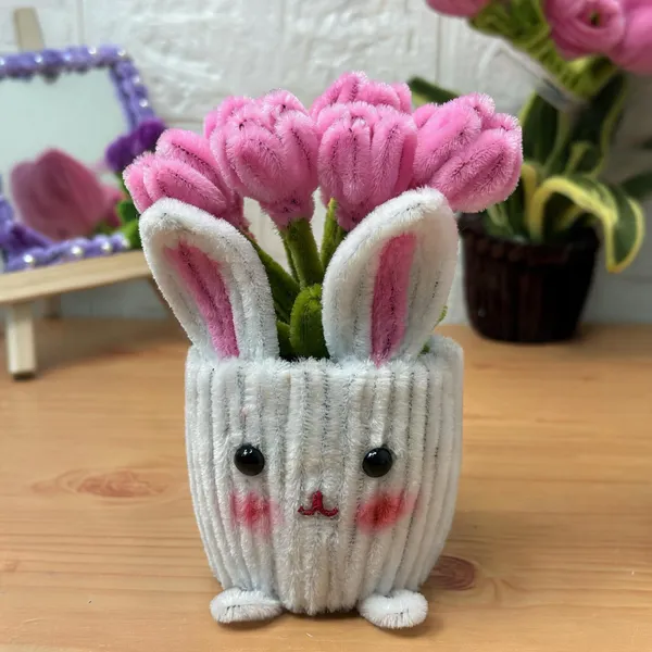 Multicolour_Sheep_Wool_Thread_Plush_Flower_Pot_For_Home_&_Room_Decor
