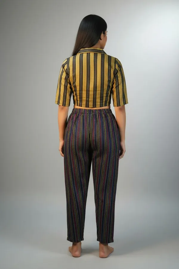 Yellow_Cotton_Striped_Flexifit_Saree_Blouse_For_Women