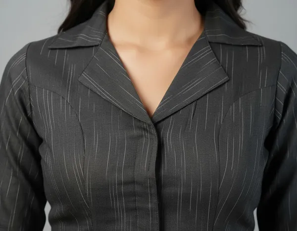 Black_Cotton_Lapel_Collar_Smocking_Saree_Blouse_For_Women