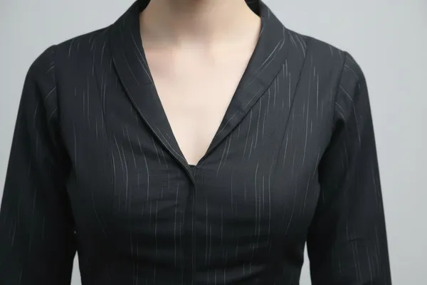 Black_Cotton_V-Neck_Blouse_For_Women