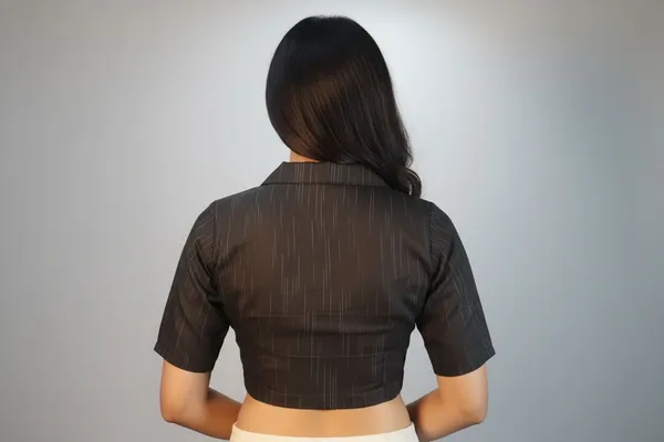 Black_Cotton_V-Neck_Blouse_For_Women