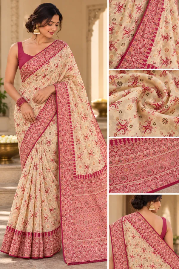 Beige_Pink_Printed_Saree_For_Women