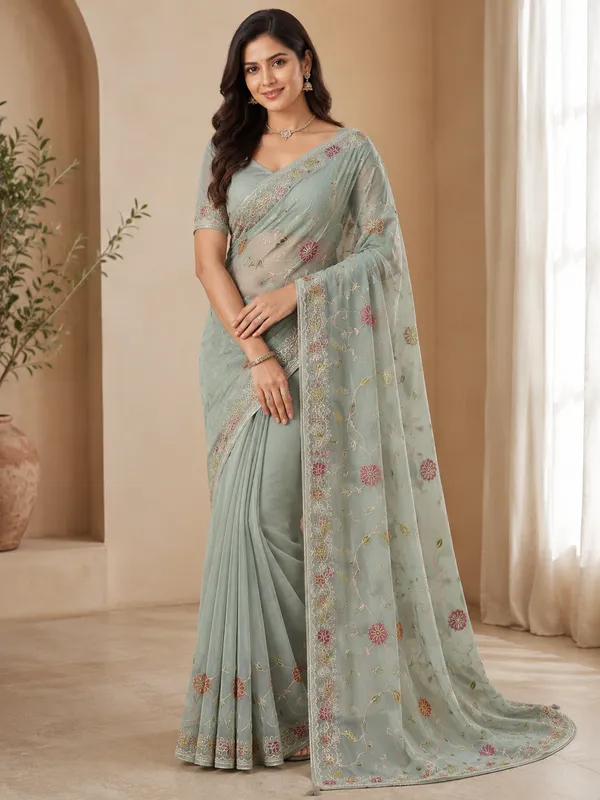 Blue_Soft_Tissue_Floral_Embroidered_Saree_For_Women