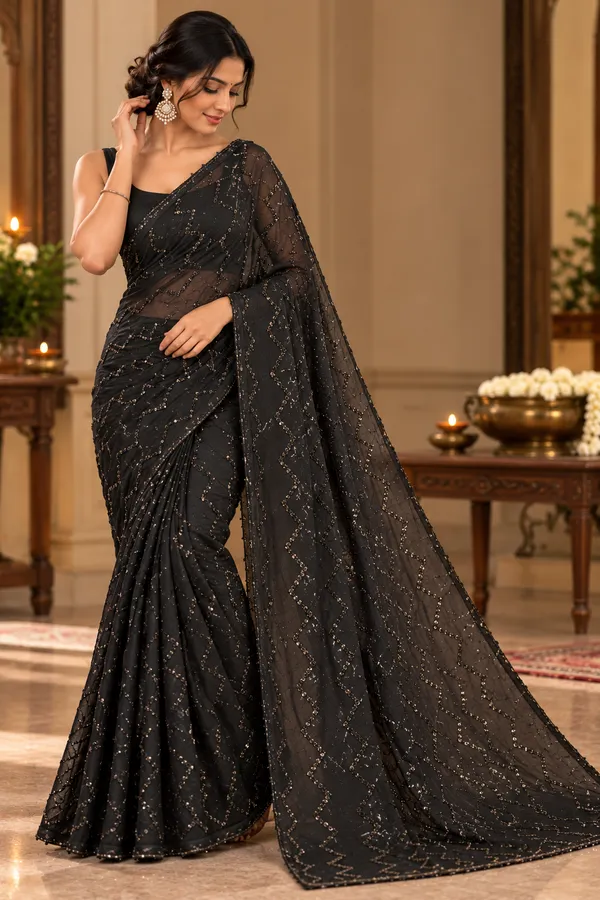 Black_Net_Sequin_Saree_For_Women