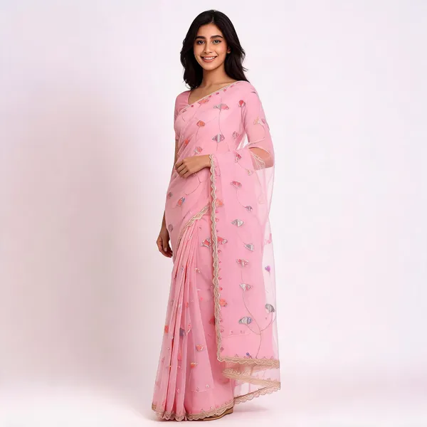 Pink_Chiffon_Sheer_Embroidered_Floral_Saree_For_Women