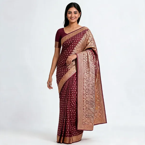 Maroon_Silk_Woven_Brocade_Saree_For_Women