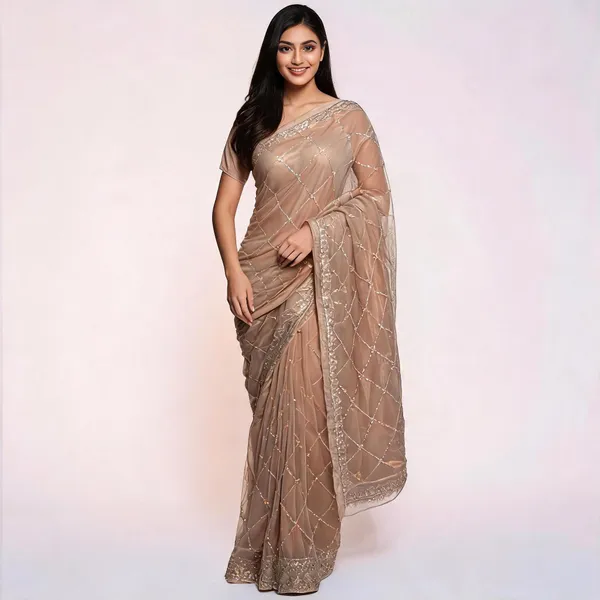 Beige_Fendy_Net_Embroidered_Lattice_Saree_For_Women