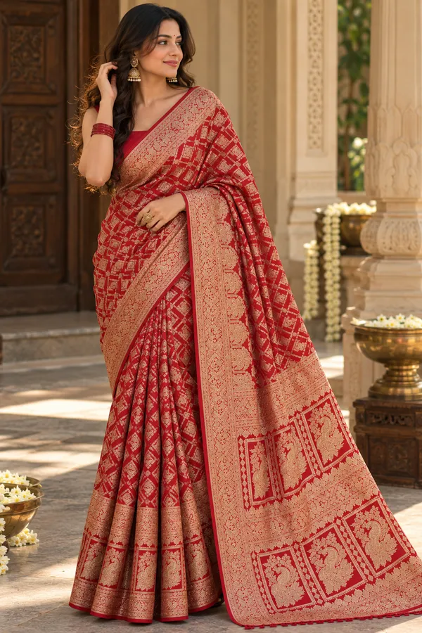 Red_Brocade_Traditional_Saree_for_Women