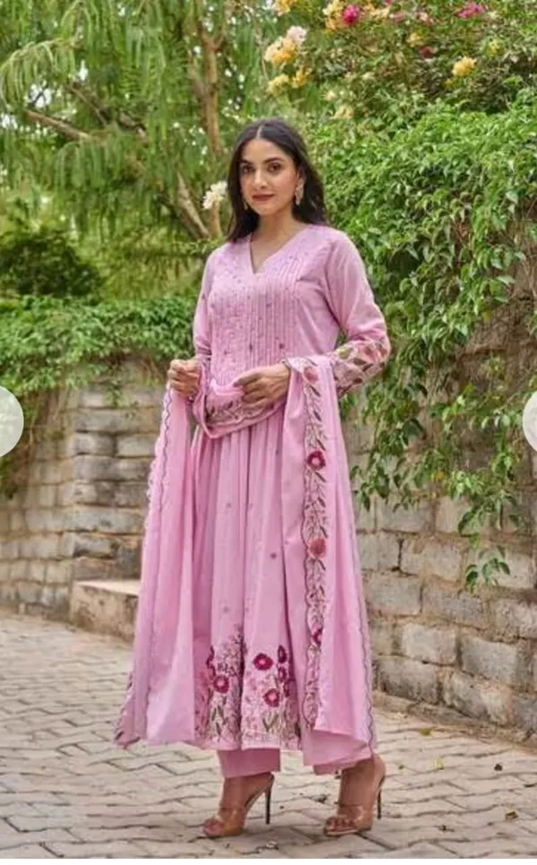 Baby_Pink_Cotton_Flared_Anarkali_Kurta_Pant_Dupatta_Set_For_Women