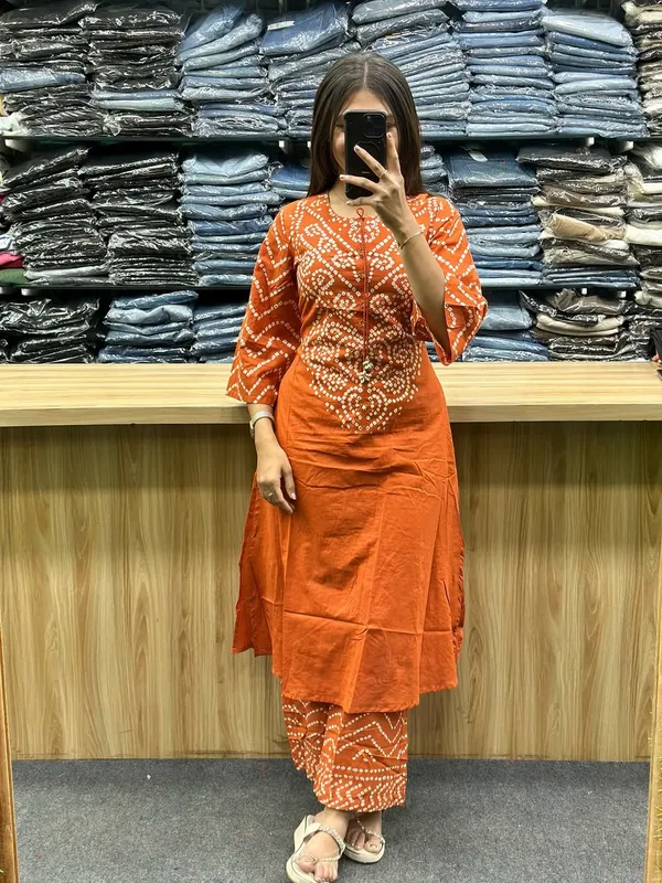 Rust_Orange_Cotton_Straight_Printed_Kurta_Pant_Dupatta_Set_For_Women