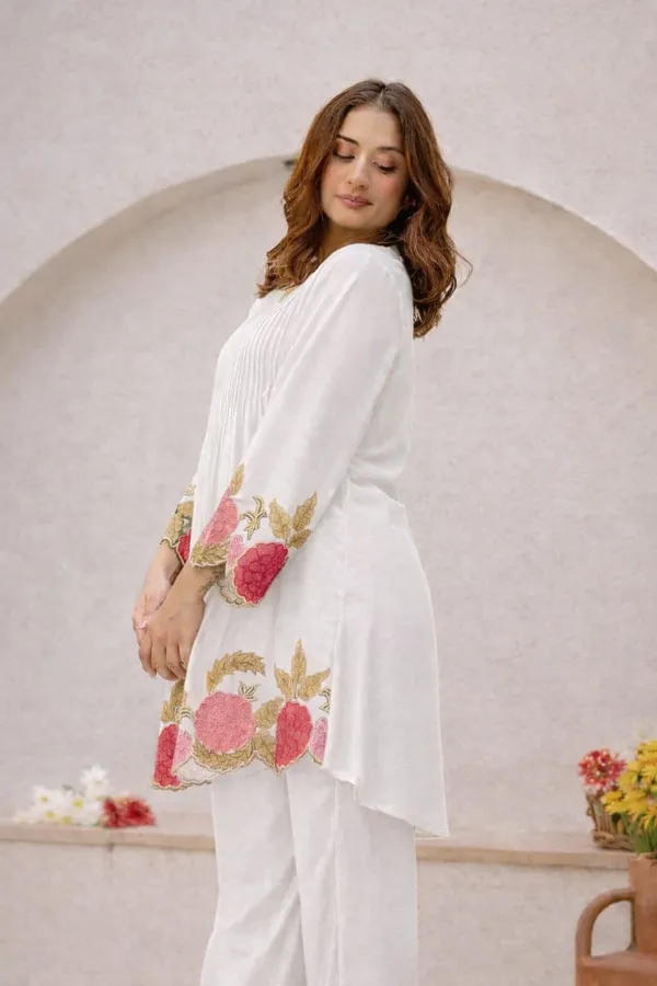 White_Cotton_Flared_Embroidered_Kurta_Pant_Set_For_Women