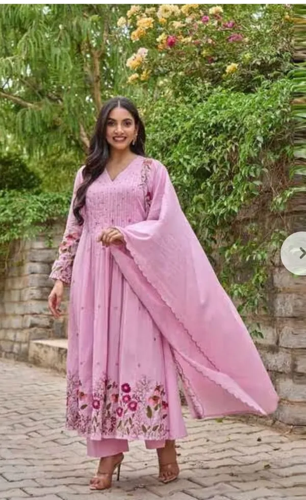 Baby_Pink_Cotton_Flared_Anarkali_Kurta_Pant_Dupatta_Set_For_Women