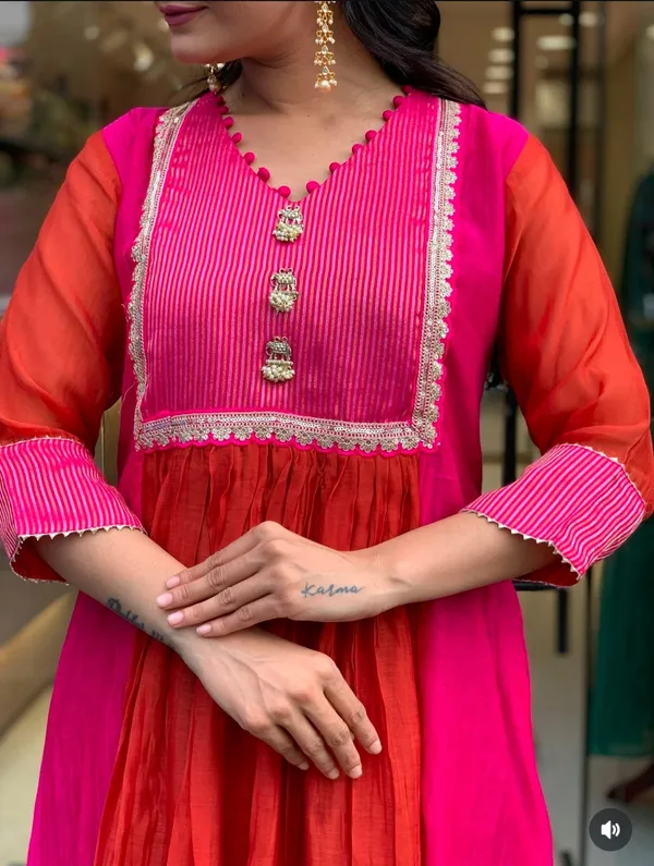 Rani_Pink_Cotton_Flared_Anarkali_Kurta_Pant_Dupatta_Set_For_Women