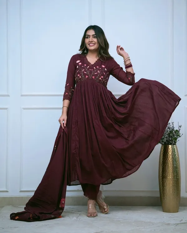 Maroon_Embroidered_Anarkali_Suit_Set_for_Women