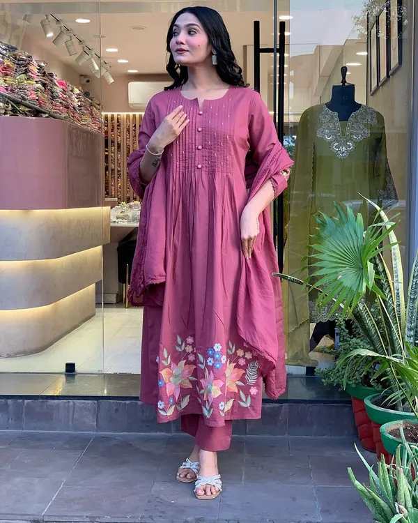 Mauve_Cotton_Straight_Embroidered_Kurta_Pant_Dupatta_Set_For_Women