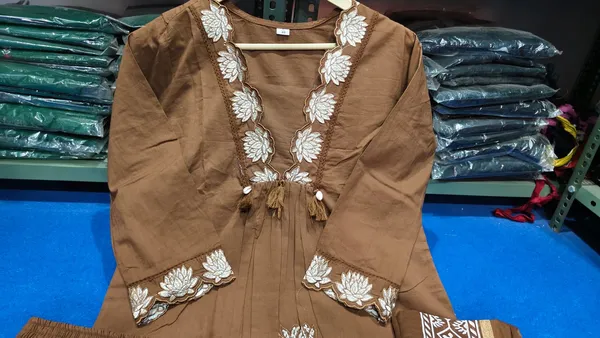 Coffee_Brown_Cotton_Flared_Anarkali_Kurta_Pant_Dupatta_Set_For_Women