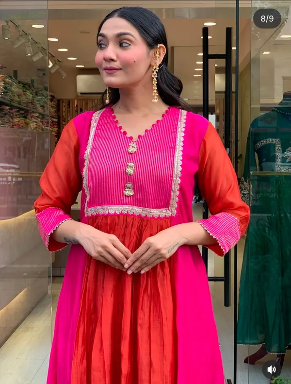 Rani_Pink_Cotton_Flared_Anarkali_Kurta_Pant_Dupatta_Set_For_Women