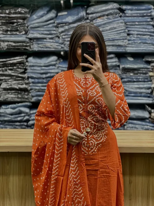 Rust_Orange_Cotton_Straight_Printed_Kurta_Pant_Dupatta_Set_For_Women