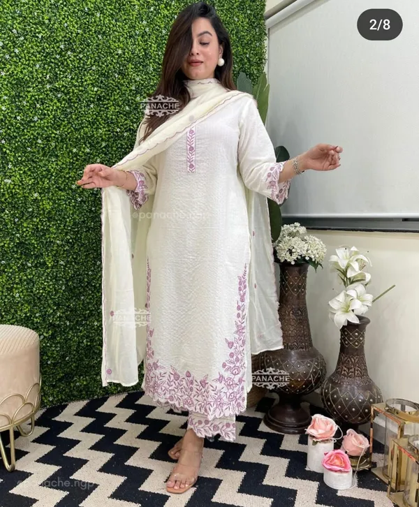White_Cotton_Straight_Embroidered_Kurta_Pant_Dupatta_Set_For_Women