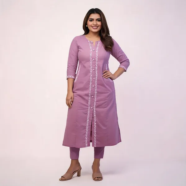 Lavender_Cotton_Straight_Embroidered_Kurta_Pant_Set_For_Women