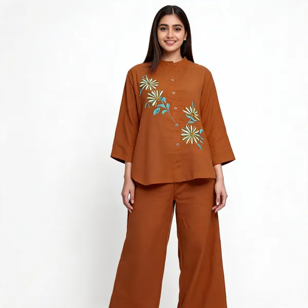 Brown_Cotton_Relaxed_Fit_Embroidered_Co-Ord_Set_For_Women