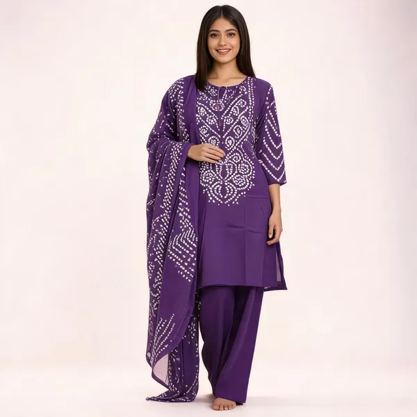 Purple_Cotton_Straight_Geometric_Printed_Kurta_Pant_Dupatta_Set_For_Women