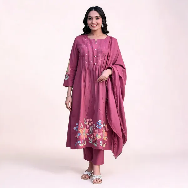 Mauve_Cotton_Straight_Embroidered_Kurta_Pant_Dupatta_Set_For_Women
