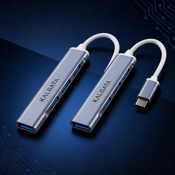 Kalgata_Silver_Aluminium_Usb_Hub_With_Usb-A_And_Usb-C_Ports_Pack_of_2