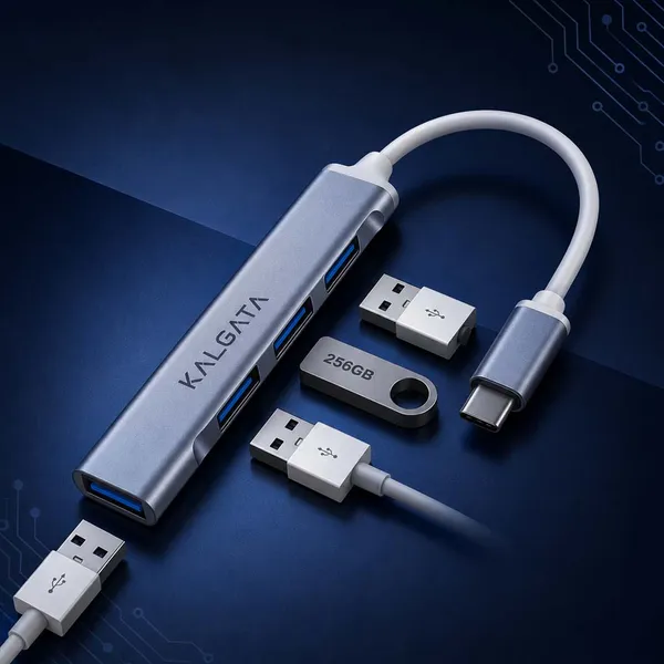 Aluminum_Alloy_USB_Hub_With_USB-A_Ports_And_USB-C_Connector