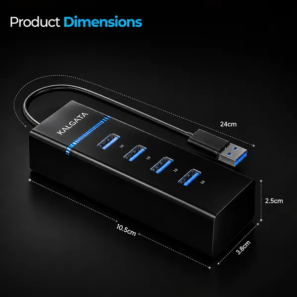 Kalgata_Black_Aluminium_Usb_3.0_Four-Port_Hub_Pack_of_2