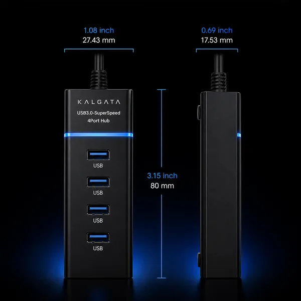 Kalgata_Black_Aluminium_Usb_3.0_Four-Port_Hub_Pack_of_2