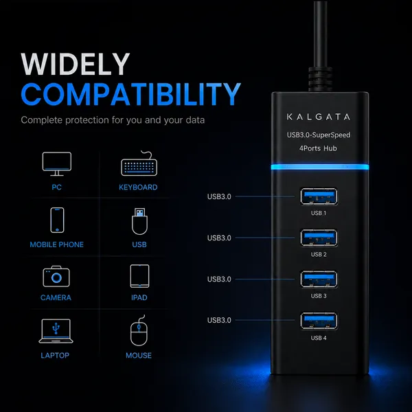 Kalgata_Black_Aluminium_Usb_3.0_Four-Port_Hub_Pack_of_2