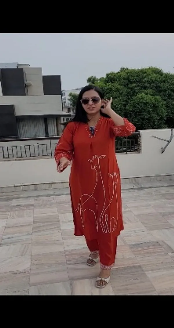 Orange_Cotton_Printed_Kurta_Set_For_Women